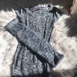 Sweater dress with scarf